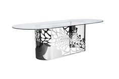 Gy-8515stol/ob стол обеденный стекло прозр/хром 240*110*74,5см (garda decor) серебристый