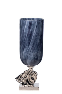 71pn-31271 ваза стекл. дымчатая на металл. основании d20*59см (garda decor) синий