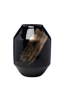 71pn-5180 ваза стеклянная черная с золотом d22*30см (garda decor) черный