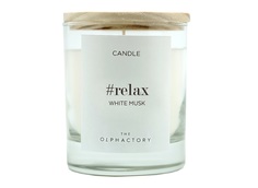 Свеча ароматическая the olphactory relax белый мускус (ambientair) прозрачный 9 см.