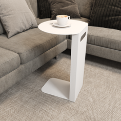 Приставной столик металлический kniso белого цвета (genglass) белый 40x60x35 см.