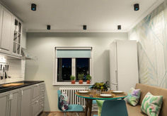 Dk3090-bk+cy светильник накладной ip 20, 10 вт, gu5.3, led, черный/голубой, пластик (denkirs) черный