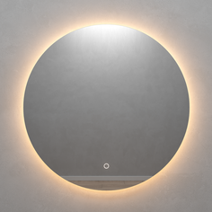 Круглое зеркало с тёплой подсветкой rauntel nf led l с сенсорной кнопкой (genglass) серый 2 см.