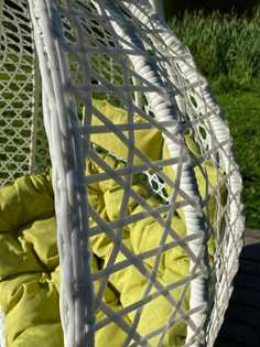 Подвесное двухместное кресло-кокон фиджи белый + каркас (подвесное кресло-кокон фиджи белый + светло-серая подушка (рогожка) fid 307 №13) (лаура) белый Laura