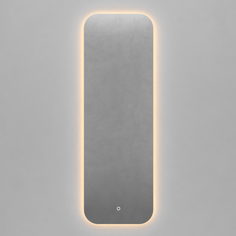 Прямоугольное зеркало с тёплой подсветкой kuvino nf led m с сенсорной кнопкой (genglass) серый 49x149x2 см.