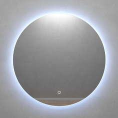 Круглое зеркало с холодной подсветкой rauntel nf led l с сенсорной кнопкой (genglass) серый 2 см.