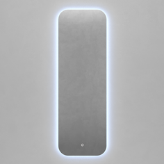 Прямоугольное зеркало с холодной подсветкой kuvino nf led m с сенсорной кнопкой (genglass) серый 49x149x2 см.
