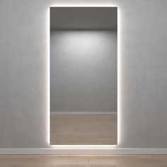 Прямоугольной зеркало большое с нейтральной подсветкой halfeo nf led xl (genglass) серый 96x196x3 см.