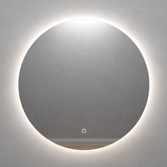 Круглое зеркало с нейтральной подсветкой rauntel nf led l с сенсорной кнопкой (genglass) серый 2 см.