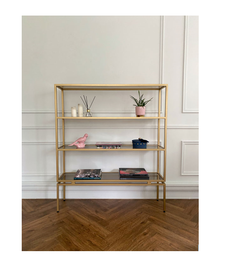 Стеллаж с полками из закаленного стекла бронзового цвета (for miss) золотой 120x140x30 см.
