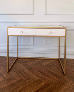 Стол-консоль с двумя ящиками и мраморной столешницей (for miss) белый 93x84x60 см.