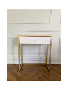 Консоль с мраморной столешницей и ящиком (for miss) белый 70x80x31 см.