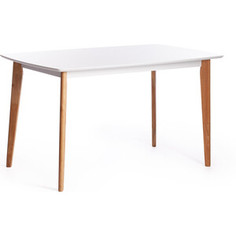 TetChair Стол обеденный Claire дерево гевея мдф 135x80x75 см, white (белый) / natural (натуральный)
