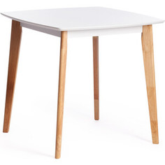 TetChair Стол обеденный Claire квадратный дерево гевея мдф 80x80x75 см white (белый) / natural (натуральный)