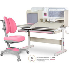 Комплект Mealux Winnipeg Multicolor PN (BD-630 MG + PN + кресло Y-115 KP) (стол + кресло) столешница белый дуб, накладки розовые и серые