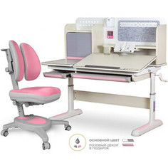 Комплект Mealux Winnipeg Multicolor PN (BD-630 MG + PN + кресло Y-115 DPG) (стол + кресло) столешница белый дуб, накладки розовые и серые