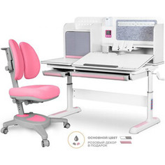 Комплект Mealux Winnipeg Multicolor PN (BD-630 WG + PN + кресло Y-115 KP) (стол + кресло) столешница белая, накладки розовые и серые