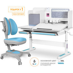 Комплект Mealux Winnipeg Multicolor BL (BD-630 WG + BL + кресло Y-115 BLG) (стол + кресло) столешница белая, накладки голубые и серые