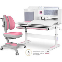 Комплект Mealux Winnipeg Multicolor PN (BD-630 WG + PN + кресло Y-115 DPG) (стол + кресло) столешница белая, накладки розовые и серые