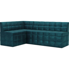 Кухонный диван Mebel Ars Атлантис левый угол (бархат сине-зеленый STAR VELVET 43 BLACK GREEN) 190х84х120 см