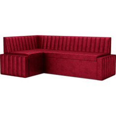 Кухонный диван Mebel Ars Вермут левый угол (бархат красный STAR VELVET 3 DARK RED) 213х82х133 см