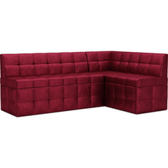 Кухонный диван Mebel Ars Атлантис правый угол (бархат красный STAR VELVET 3 DARK RED) 190х84х120 см