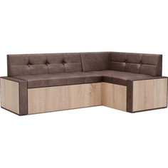 Кухонный диван Mebel Ars Таллин правый угол (бархат серо-шоколадный STAR VELVET 60 COFFEE) 210х83х140 см