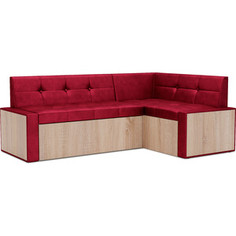 Кухонный диван Mebel Ars Таллин правый угол (бархат красный STAR VELVET 3 DARK RED) 210х83х140 см