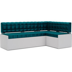 Кухонный диван Mebel Ars Ганновер правый угол (бархат сине-зеленый STAR VELVET 43 BLACK GREEN) 208х82х133 см