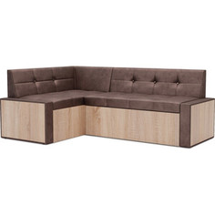 Кухонный диван Mebel Ars Таллин левый угол (бархат серо-шоколадный STAR VELVET 60 COFFEE) 210х83х140 см