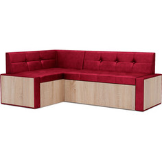 Кухонный диван Mebel Ars Таллин левый угол (бархат красный STAR VELVET 3 DARK RED) 190х83х120 см