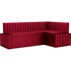 Кухонный диван Mebel Ars Вермут правый угол (бархат красный STAR VELVET 3 DARK RED) 213х82х133 см