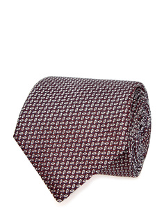 Шелковый галстук ручной работы с вышитым узором Canali