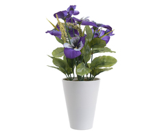 Искусственный цветок в кашпо (to4rooms) фиолетовый 20x25x20 см.