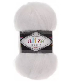 Пряжа Alize 2565323 Mohair classic 55 белый