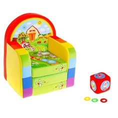 Мягкая игрушка «Кресло-кровать Ферма» с игральным кубиком СмолТойс