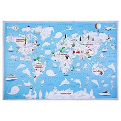 Карта-раскраска Обитатели Земли, 101х69 см No Brand