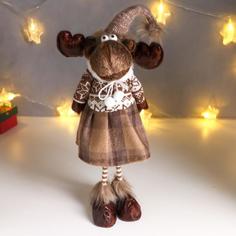 Кукла интерьерная Лосик в юбке в клеточку, и свитере с узорами 57х12х17 см No Brand