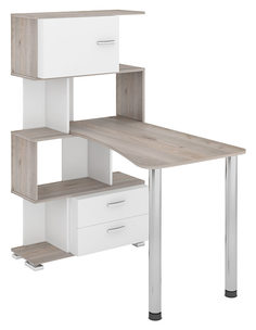 Стол-Стеллаж Мэрдэс СЛ-5-4СТ-2+БД+БЯ Нельсон/Белый/Нельсон/Белый Merdes
