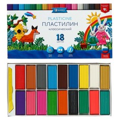 Пластилин GLOBUS «Классический», 18 цветов, 360 г, со стеком No Brand