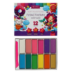 Пластилин GLOBUS, мягкий, 12 цветов, 240 г, со стеком No Brand