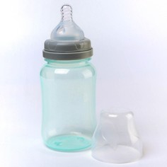 Бутылочка для кормления, широкое горло, 270 мл, бирюзовый/серый Mum&Baby
