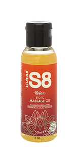 Массажное масло S8 Massage Oil Relax с ароматом зеленого чая и сирени 50 мл. Stimul8
