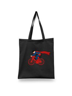 Шоппер унисекс Каждому Своё Велосипед/Bike/Супермен/Superman SPVL11, черный