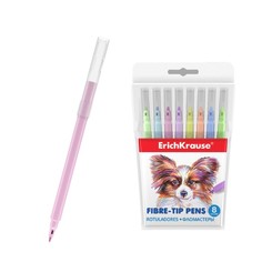Фломастеры 8 цветов ErichKrause Easy Washable Pastel, смываемые, вентилируемый колпачок, е