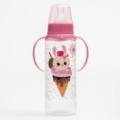 Бутылочка для кормления «Зайка, пончик» 250мл., цилиндр, с ручками Mum&Baby