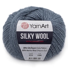 Пряжа YarnArt Silky Wool 25г, 190м (шёлковая вискоза, меринос) (331 джинсовый) 10 мотков