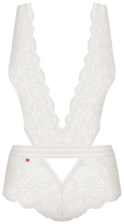 Оригинальное кружевное боди белый S/M Obsessive