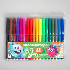 Фломастеры 18 цветов СМЕШАРИКИ "Крош и Ежик" No Brand