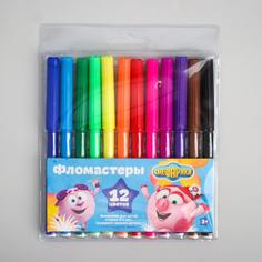 Фломастеры 12 цветов СМЕШАРИКИ "Нюша и Бараш" No Brand